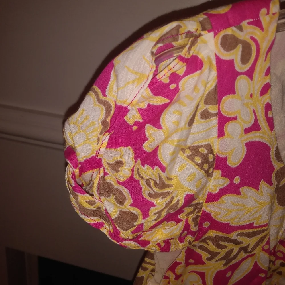 J.Crew brand cotton Cap Sleeve Pink Yellow Floral size 2